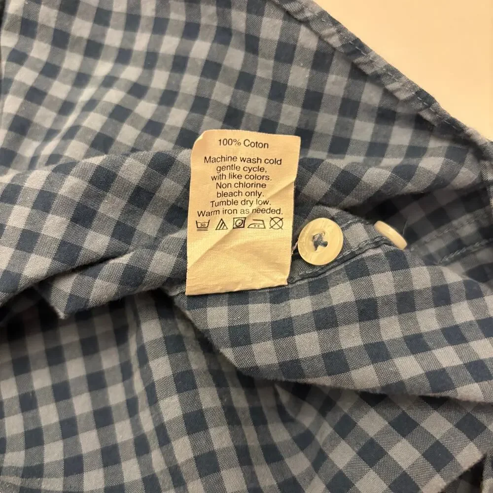 J.Crew Men's XL Blue Gingham Check Long Sleeve Button Down Cotton Shirt